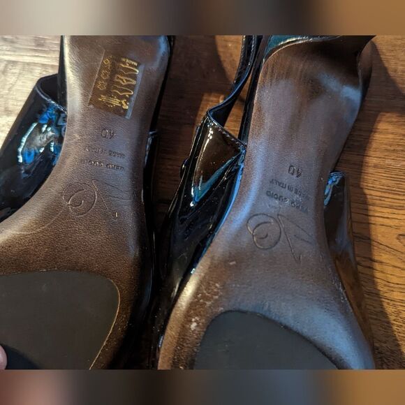 Joan Oloff Classic Dance Style Sling back Heel - Black - Size 40 - Gloss Finish - Picture 5 of 6